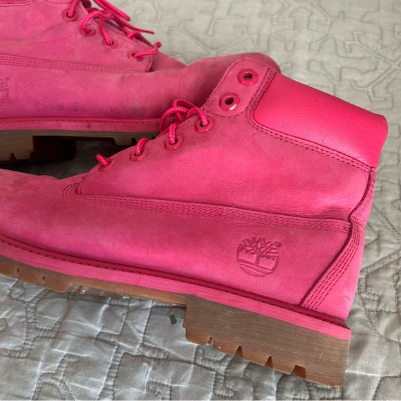 🩷HOT PINK PREMIUM TIMBERLAND ANKLE BOOTS WINTER 2024 SNOW SIZE 7 WOMENS - Picture 3 of 11